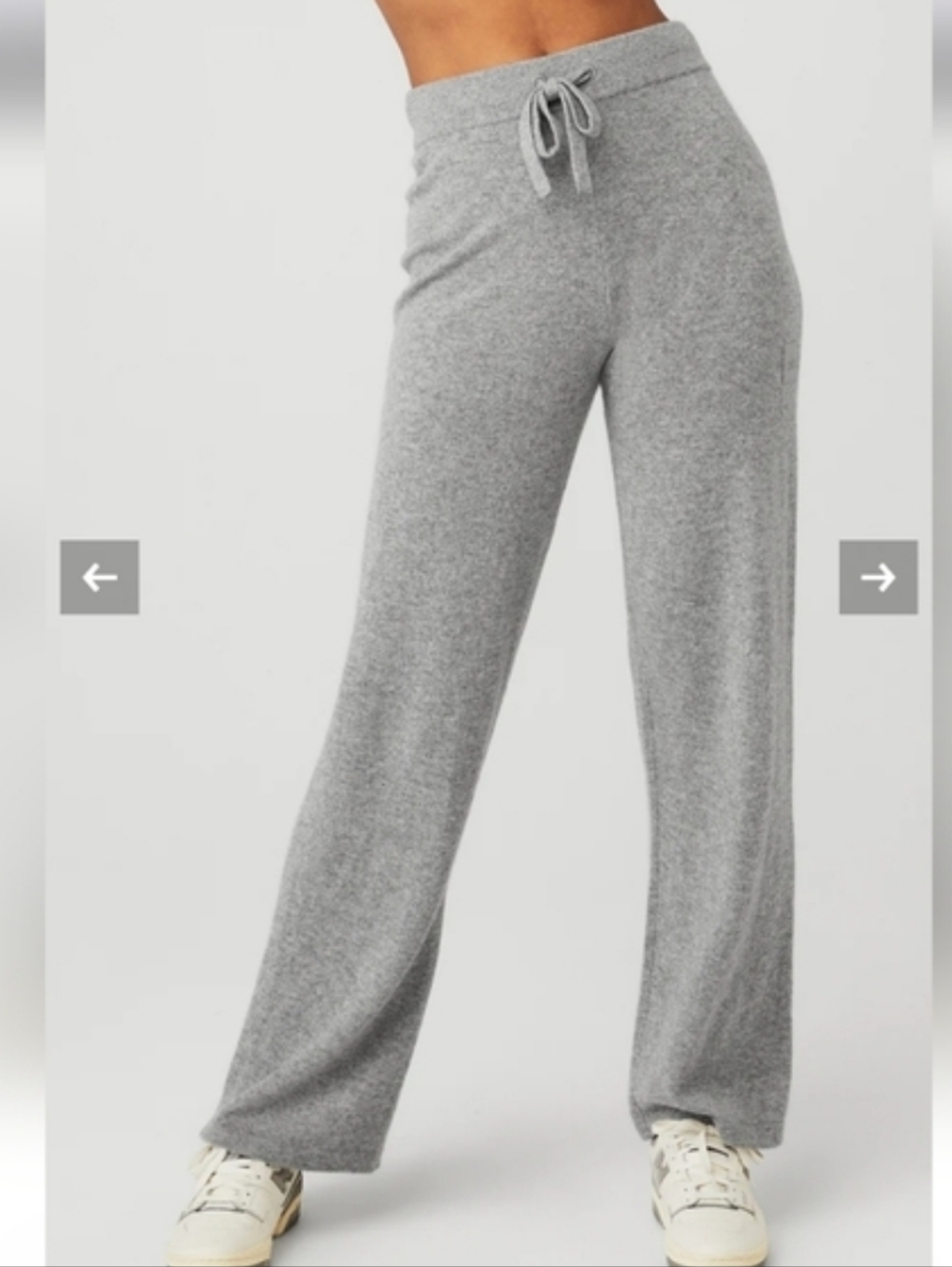 Alo Yoga Jet Setter Cashmere Wide Leg Straight Knit Grey Sweatpants Size XS